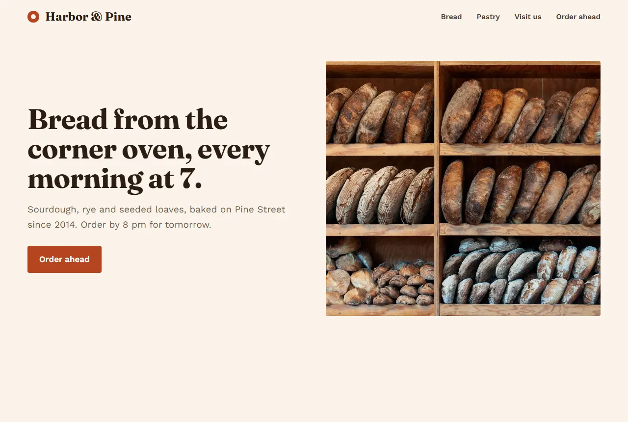 Sample bakery website