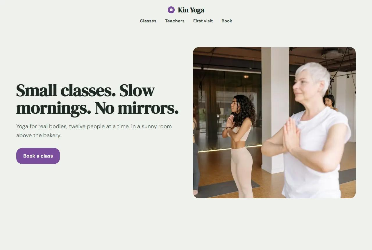 Sample yoga studio website
